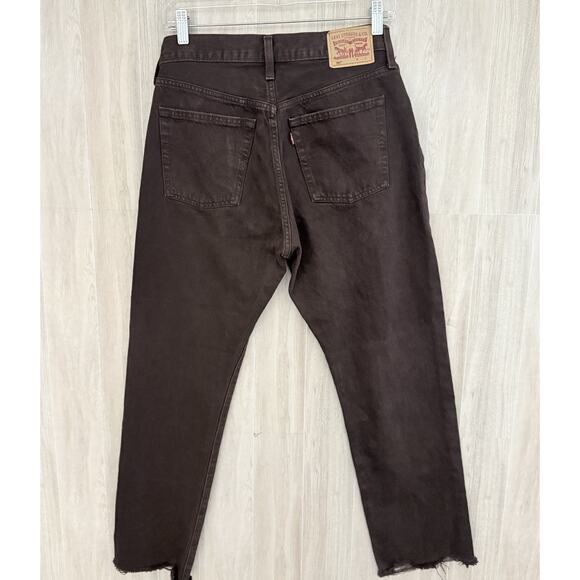 Levi's 501 Jeans Womens 28x28 Brown Straight Leg Raw Hem 100% Cotton Denim - Picture 1 of 16